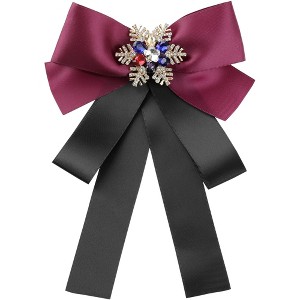 INSPIRE CHIC Women's Big Ribbon Bowknot Snowflakes Multicolor Rhinestone Brooches Bow Ties - 1 of 4