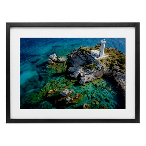 Stupell Industries Lighthouse with Seaside Rocks Framed Print Under Glass - 1 of 4