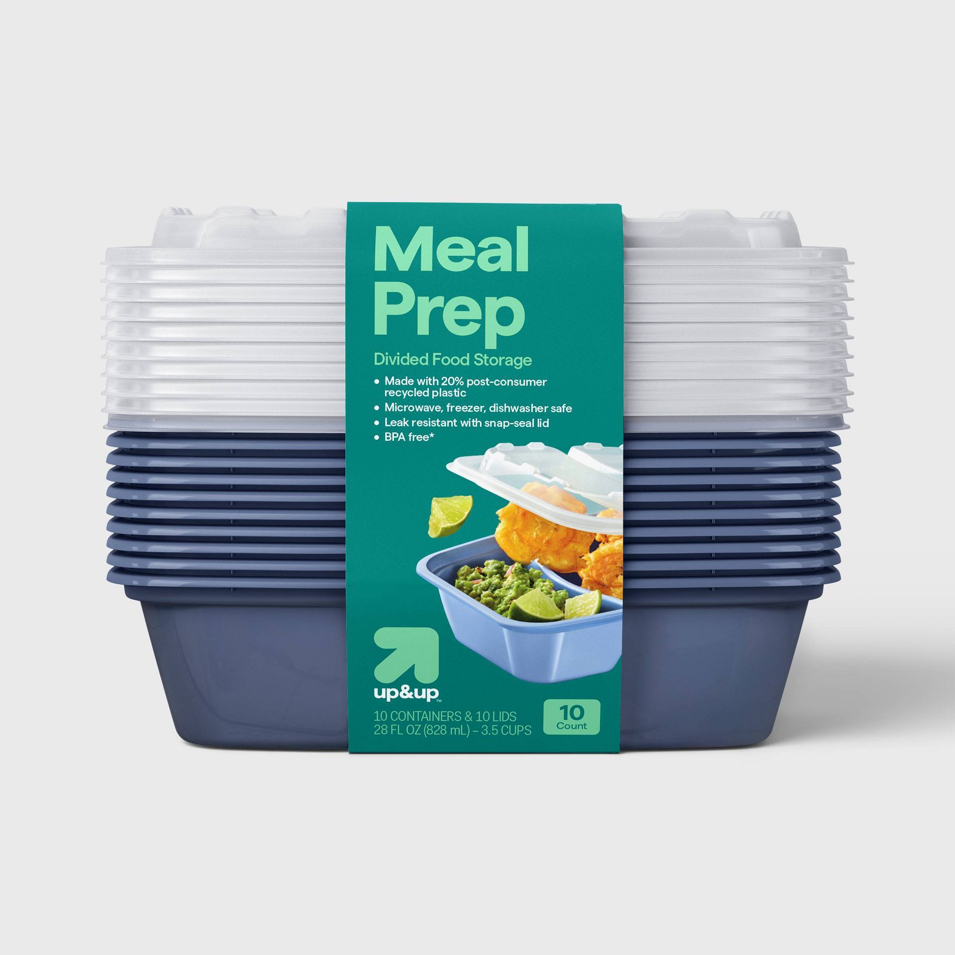 28oz 20pc Meal Prep Food Storage Containers - Rectangle - 3.5 cup divided container - 10pk - up&up™