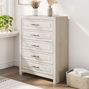 5 Drawers Dresser, 47.24" Tall Wood Dresser Chest of Drawer, Rustic Storage Dresser Organizer with and Vintage Handle for Bedroom Closet Hallway - 1 of 4