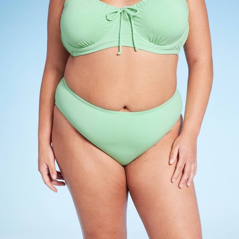 Women's Mid-rise High Leg Cheeky Lurex Bikini Bottom - Wild Fable™ Mint  Green 1x : Target