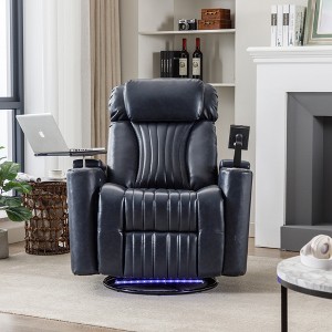 270° Power Swivel Recliner with LED Lights, 360° Tray Table & USB Port - Home Theater Electric Chair for Living Room - 1 of 4