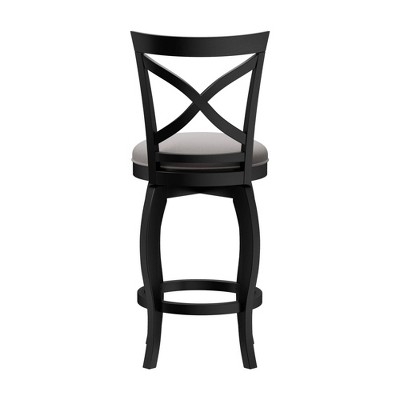 Ellendale 38'' Black Wood Swivel Counter Height Stool with Fog Gray Seat