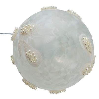 80mm White Pearl Glass Christmas Ball Ornament Set of Six