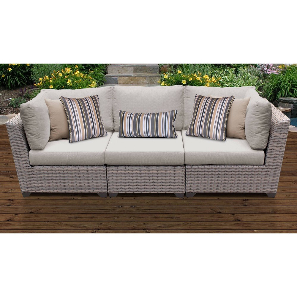 Florence 3pc Outdoor Sectional Sofa with Cushions – Ash – TK Classics  – For the Patio​