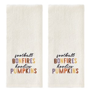 2pc Football Harvest Hand Towel Set - SKL Home: Cotton Velour Dobby Bath Towels, Machine Washable - 1 of 4