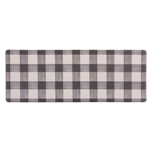 This Must Be the Place Door Mat Black White Buffalo Plaid Welcome