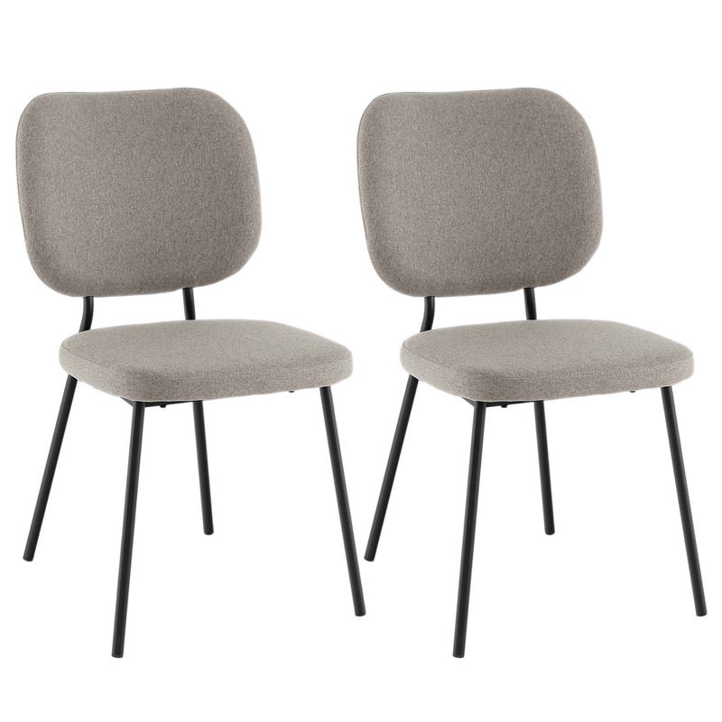 Costway Set of 2 Modern Fabric Dining Chairs Padded Kitchen Armless Accent Chair Grey/Orange, 1 of 9