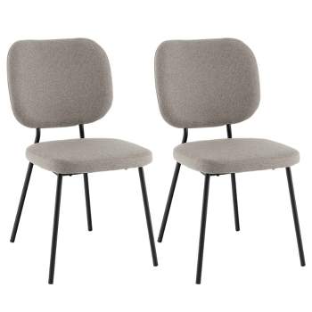 Costway Set of 2 Modern Fabric Dining Chairs Padded Kitchen Armless Accent Chair Grey/Orange