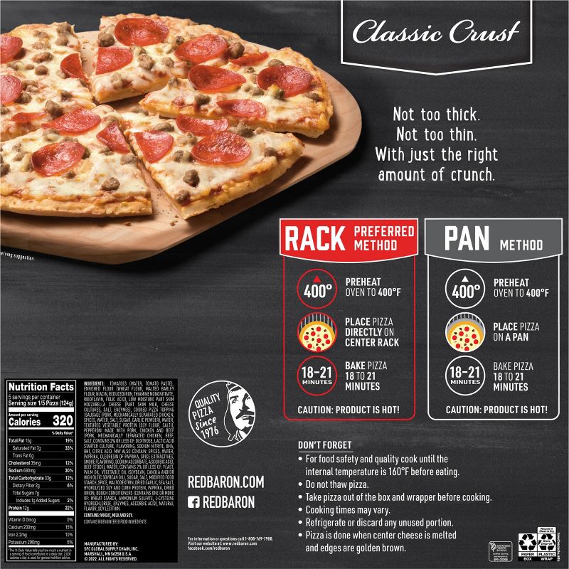Red Baron Frozen Pizza Classic Crust Sausage &#38; Pepperoni - 21.9oz, 5 of 10