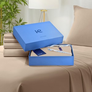 Kickoff Home Viscose from Bamboo Sheets Set 300 Thread Count 100% Organic Bamboo Viscose Cooling Bedding Sheets Hot Sleepers, Flat, Fitted, Pillowcase - 1 of 4