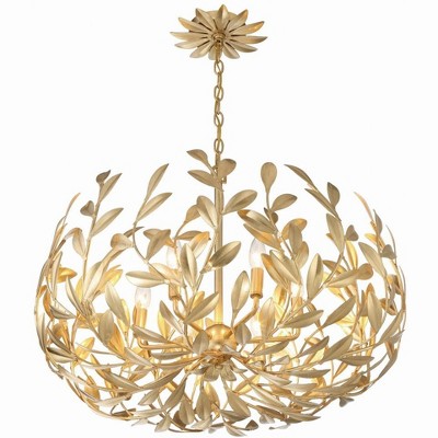Antique Gold 6-Light Chandelier with Crystal Accents