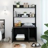 Litter Box Enclosure with 2 Storage Shelves Wooden Hidden Cat Litter Box Enclosure Furniture with 2 Door - 4 of 4