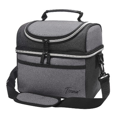 Tirrinia Dual Compartment Classic Molded Lunch Bags Cooler for Adults Kids, Insulated Leakproof Thermal Lunch Box Totes for Lunch Bento