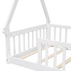 CAVINAS Twin Bed Frames, Tent-Shaped Twin Floor Bed with Guardrails, Slatted Platform Bed for Bedroom, Living Room - 2 of 4