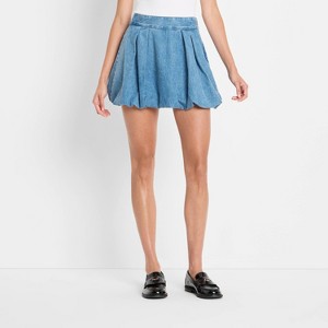 Women's Denim Bubble Mini A-Line Skirt - Future Collective Blue Denim - 1 of 3