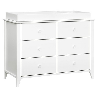 White Pinewood 6-Drawer Scandinavian Double Dresser
