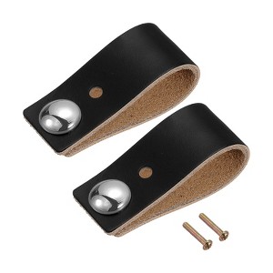 Unique Bargains Leather Dresser Drawer Door Cabinet Knobs and Pulls 2 Pcs 2.56"x0.94" - 1 of 4