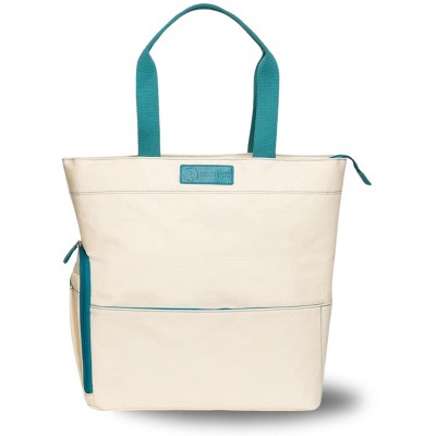 Austin Breast Pump Tote – Coated Canvas Bag with Insulated Pocket, Water Bottle Holder & Laptop Sleeve – Wipe-Clean for Everyday Use