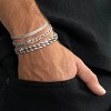 3 Pcs Sterling Silver Bracelets for Men Boys,Charm Bracelet Cuban Link Herringbone Chain Bracelets Set Jewelry Birthday Gifts Ideas - 3 of 4
