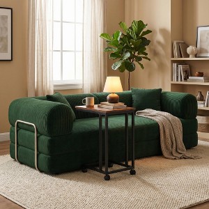 FurnitureR Convertible Sofa Bed with Rolling Side Table Set, Modern ...