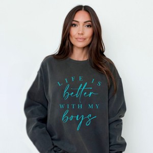 Simply Sage Market Life Is Better With My Boys Garment Dyed Sweatshirt - 1 of 4
