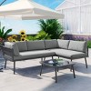 Nestfair Modern 3pc Rattan Sofa Set All Weather Patio Metal Sectional Furniture Set - 2 of 4
