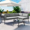 Nestfair Modern 3pc Rattan Sofa Set All Weather Patio Metal Sectional Furniture Set - image 2 of 4