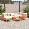 vidaXL 7 Piece Patio Sofa Set with Cushions Wax Brown Solid Wood Pine - Wax Brown - 3 of 4