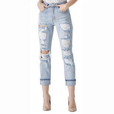 Women's Wo's Distressed High Rise Straight Jean - RISEN