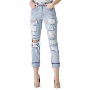 Women's Wo's Distressed High Rise Straight Jean - RISEN - 1 of 3