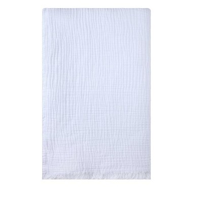 Sussex Home Muslin Blanket 4 Layers, Soft Bedspread, 100% Turkish Cotton Muslin Bed Cover, Reversible Coverlet, White, 91x95, Queen Size — фото 2