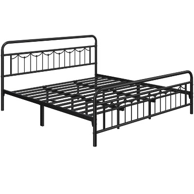 Yaheetech King Size Metal Platform Bed Frame With Vintage Headboard And ...