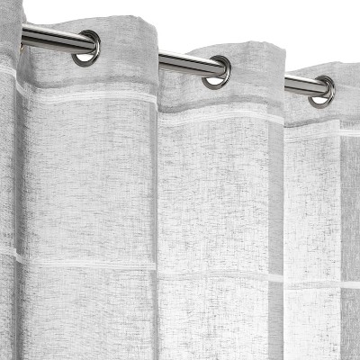 Gray 63-Inch Faux Linen Semi-Sheer Grommet Curtain Panel