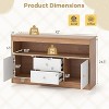 Costzon Toy Storage Organizer, Wooden Kids Bookshelf with 2 Drawers, 2 Cabinets & Open Shelf, Storage for Playroom, Bedroom, Nursery (Natural) - 2 of 4