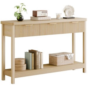 Gikpal 51"Fluted Console Table , Entryway Table, Sofa Table with 3 Drawers and Open Shelf, Modern Narrow Display Shelf for Hallway Living Room - 1 of 4