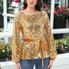 Anna-Kaci Women's Sequin Party Tie Waist Sweatshirt Pullover Top - 2 of 4