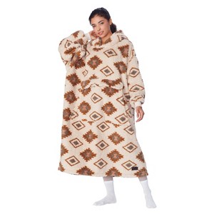 Ultra Long Fleece Blanket Hoodie Sweatshirt for Mens Womens, Full Body Warm Fuzzy Cozy Lounging Pullover, Adult Wearable Blanket, Gift - Catalonia - 1 of 4
