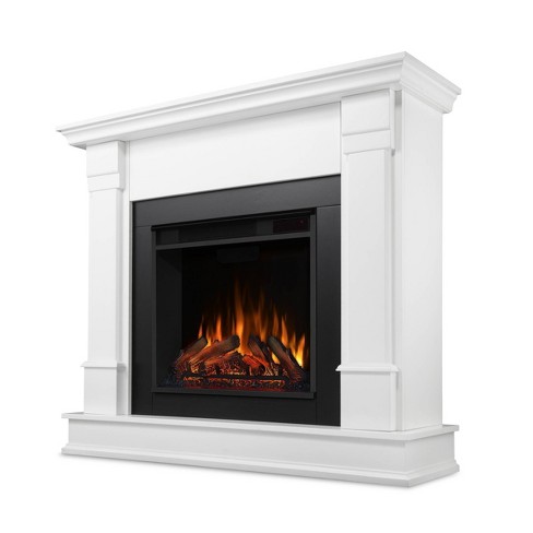 white electric fireplace