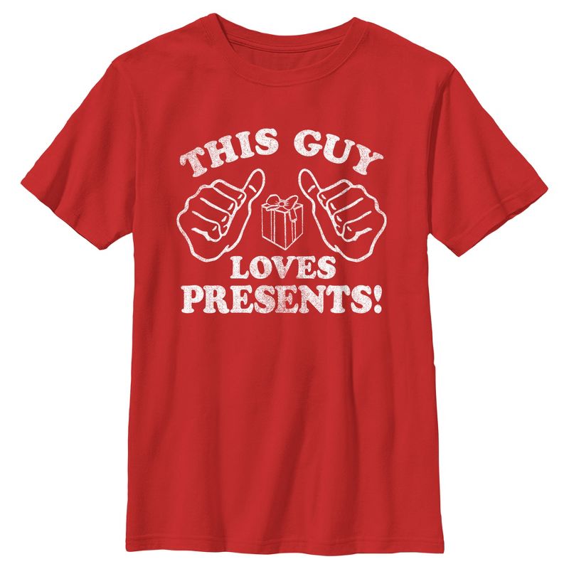 Boy's Lost Gods Distressed This Guy Loves Presents T-Shirt, 1 of 5