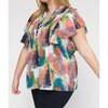 Women's V-Neck Ruffle Sleeve Top - entro - 3 of 4