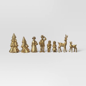 8pk Christmas Poly Animals Decor Set Mushrooms/Tree Gold - Wondershop™ - 1 of 4