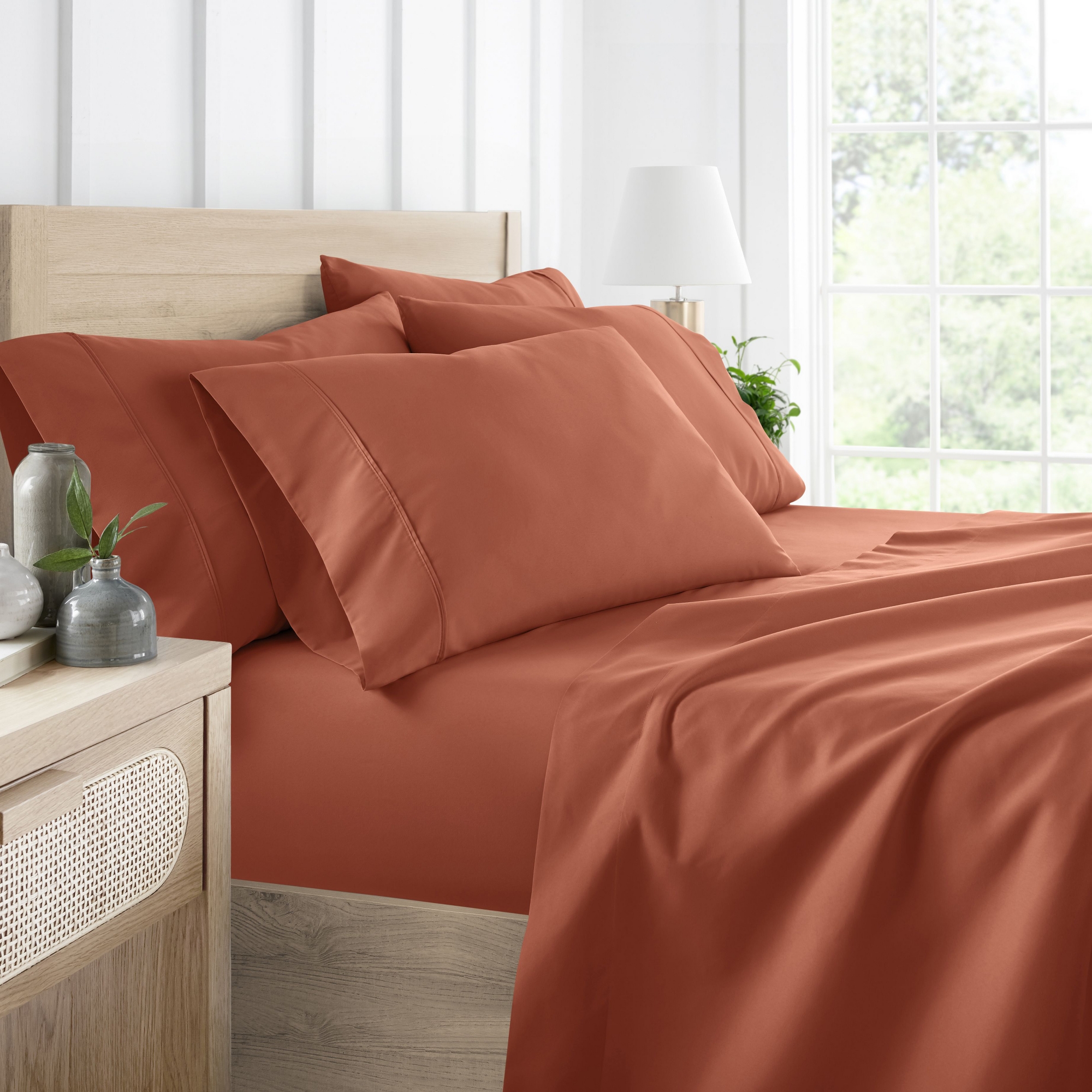 Solid 6 Piece Sheet Set - Ultra Soft, Deep Pocket - Becky Cameron (Extra Pillow Cases!), Clay, Full