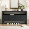 Okak 60" Modern Sideboard Buffet, Solid Wood Storage Cabinet with 4 Doors & Open Shelf for Dining Room Living Room Entranway - 3 of 4