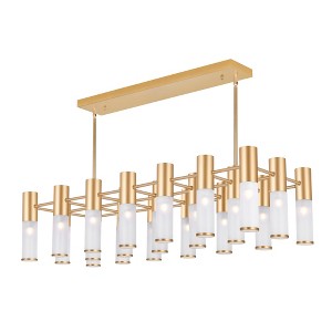 CWI Lighting Pipes 21 Light Island/Pool Table Chandelier With Sun Gold Finish - 1 of 4