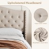Fully Upholstered Velvet Platform Bed Frame with Raised Wing Back Headboard and Footboard - 4 of 4