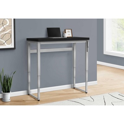 Vynxaria Modern 48" Adjustable Standing Computer Desk Black Laminate Grey Metal Frame for Home Office Laptop Work