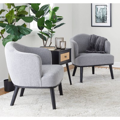 Gray Mid-Century Modern Wood Accent Chair