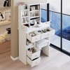 Syemin Vanity Tables Large Vanity Desk with Sliding Mirror, Fashionable Makeup Table, Large Capacity Dressing Table, White, 29.2"*12.6"*50.4" - 4 of 4