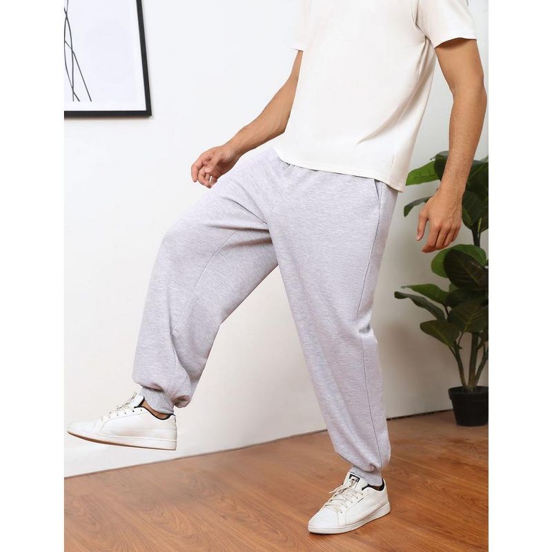 Men's Casual Lounge Pajama Yoga Jogger Pants Open Bottom Sweatpants with Pockets, 3 of 7